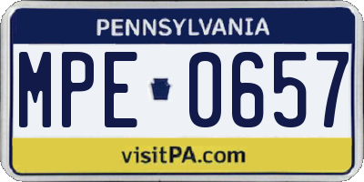 PA license plate MPE0657