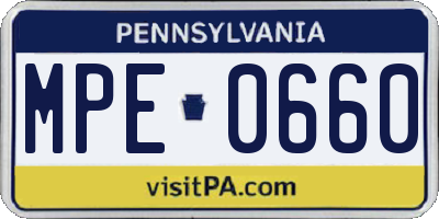 PA license plate MPE0660