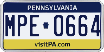 PA license plate MPE0664
