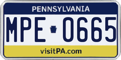 PA license plate MPE0665