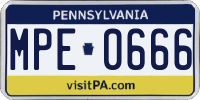 PA license plate MPE0666