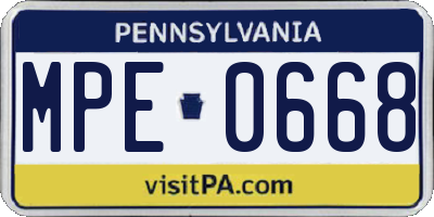 PA license plate MPE0668