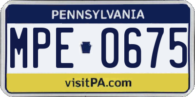 PA license plate MPE0675