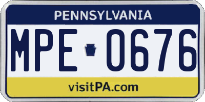 PA license plate MPE0676