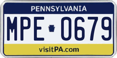 PA license plate MPE0679
