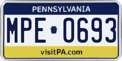 PA license plate MPE0693