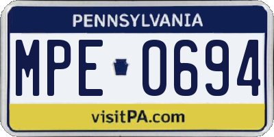 PA license plate MPE0694