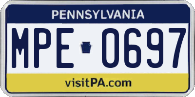 PA license plate MPE0697
