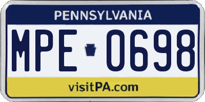 PA license plate MPE0698