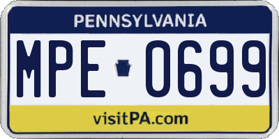 PA license plate MPE0699