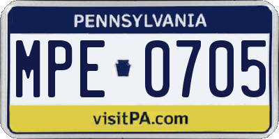 PA license plate MPE0705