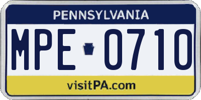 PA license plate MPE0710
