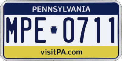 PA license plate MPE0711