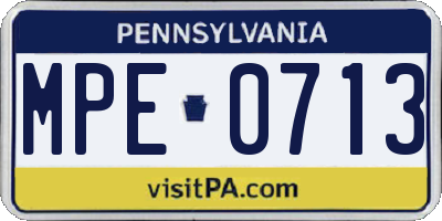 PA license plate MPE0713