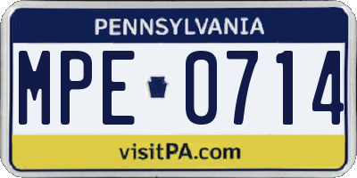 PA license plate MPE0714