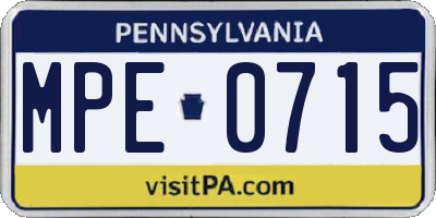 PA license plate MPE0715
