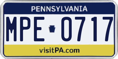 PA license plate MPE0717