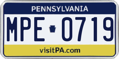 PA license plate MPE0719