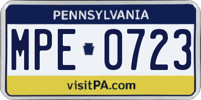 PA license plate MPE0723