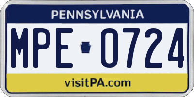 PA license plate MPE0724