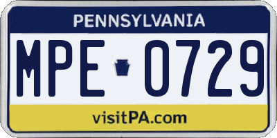 PA license plate MPE0729
