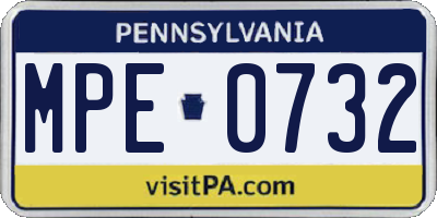 PA license plate MPE0732