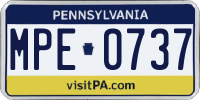 PA license plate MPE0737