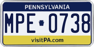 PA license plate MPE0738