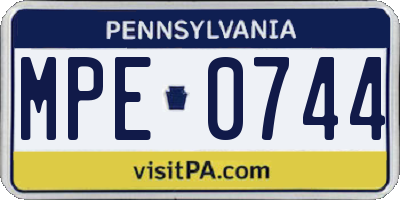 PA license plate MPE0744