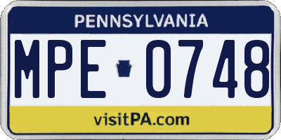 PA license plate MPE0748