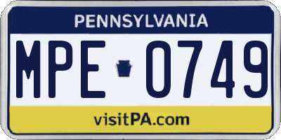 PA license plate MPE0749