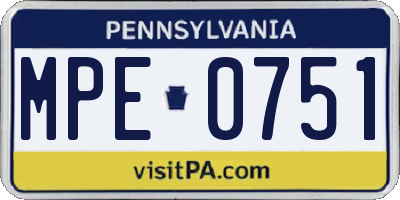 PA license plate MPE0751