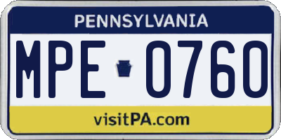 PA license plate MPE0760