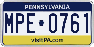 PA license plate MPE0761