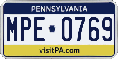 PA license plate MPE0769