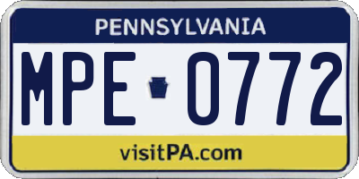 PA license plate MPE0772