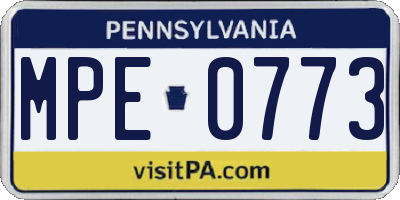 PA license plate MPE0773