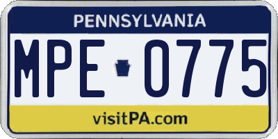 PA license plate MPE0775