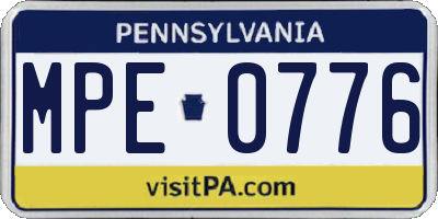 PA license plate MPE0776