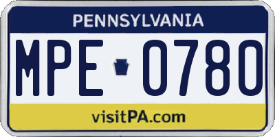 PA license plate MPE0780