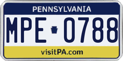 PA license plate MPE0788