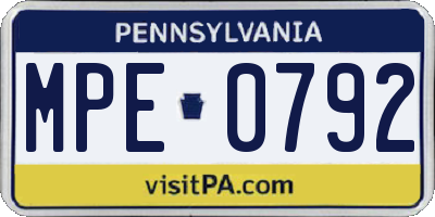 PA license plate MPE0792