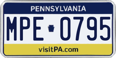 PA license plate MPE0795