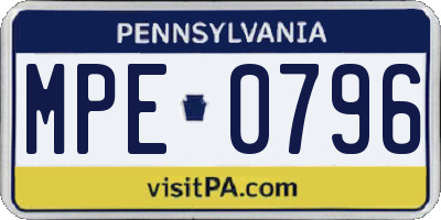 PA license plate MPE0796