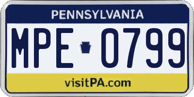PA license plate MPE0799