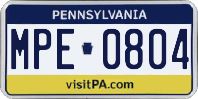 PA license plate MPE0804