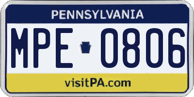 PA license plate MPE0806
