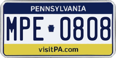 PA license plate MPE0808