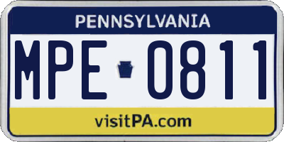 PA license plate MPE0811