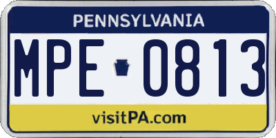 PA license plate MPE0813